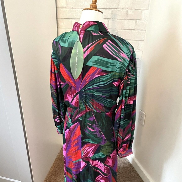 Farm Rio Midnight Leaves Lenzing Ecovero Viscose Midi Dress - Picture 8 of 11